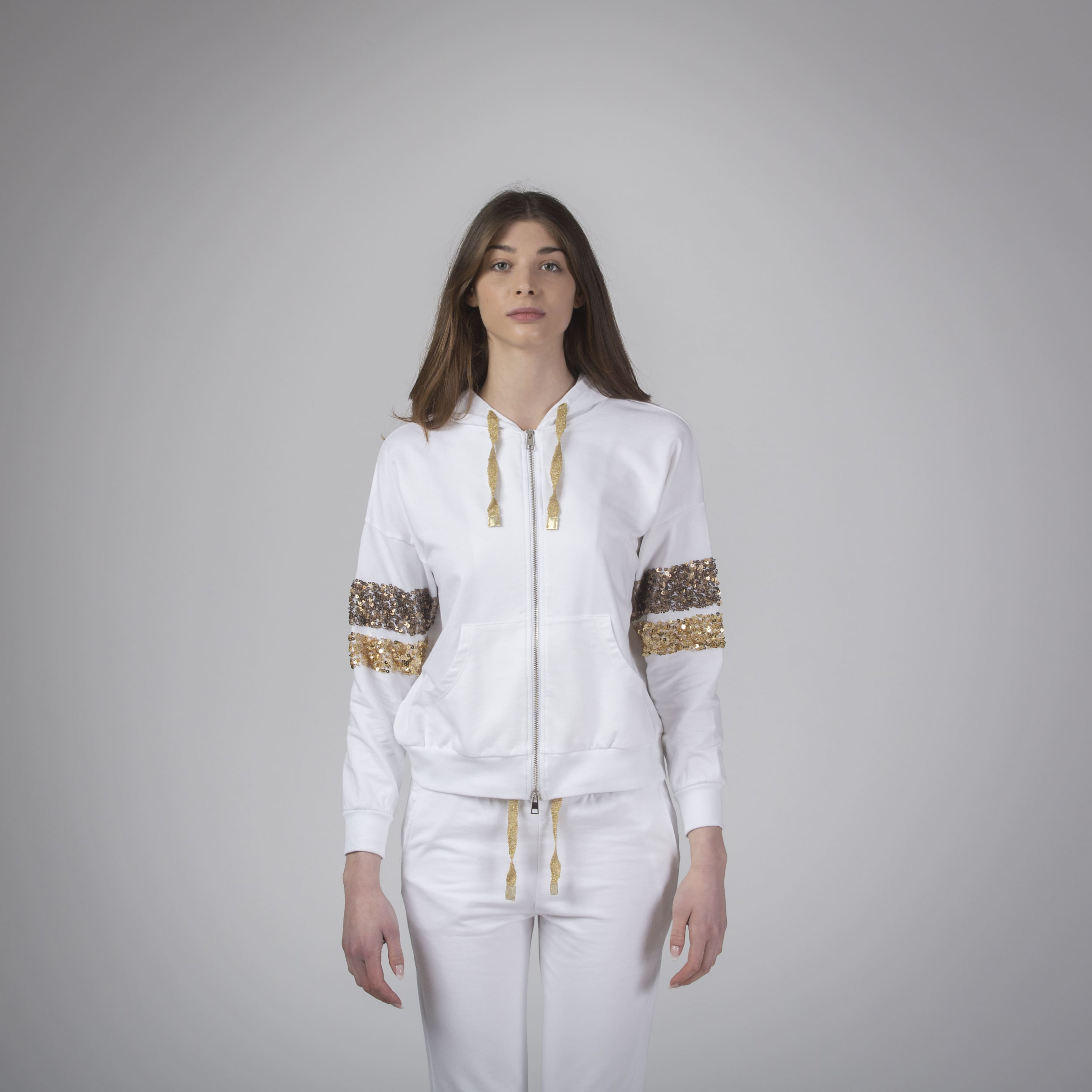 Sequin Tracksuits Womens White Tulip Springs- Pcs Sequin Sweater