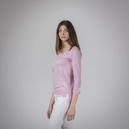 Maglietta Con Scollo A V In Viscosa Summer - Bleu