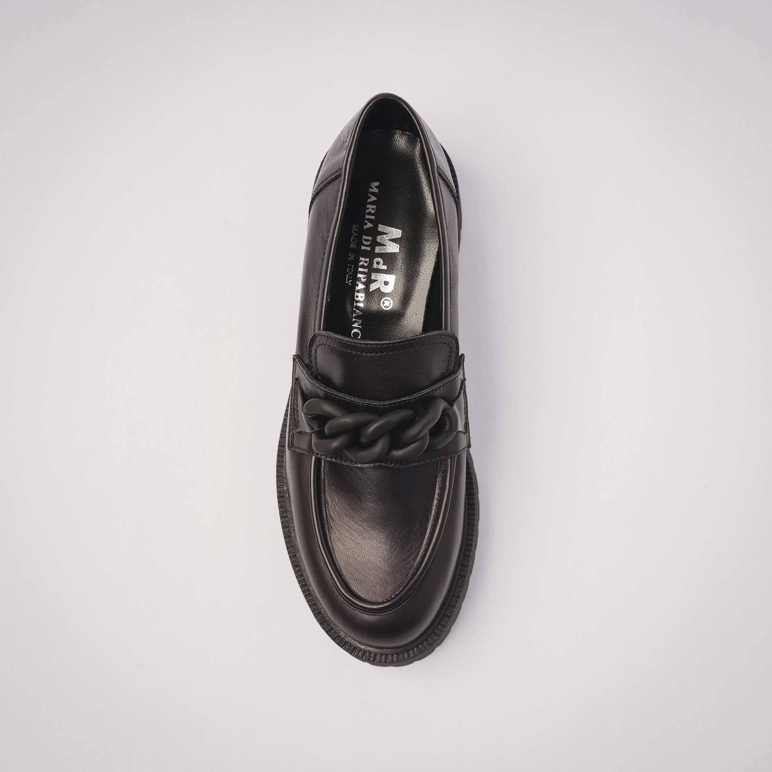 Leather chunky loafer with chain detail