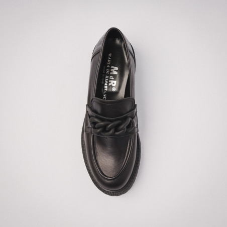Leather chunky loafer with chain detail Made In Italy