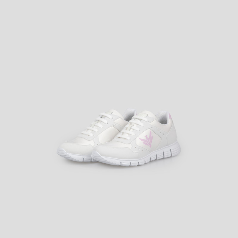 Sneakers in pelle bianca e rosa