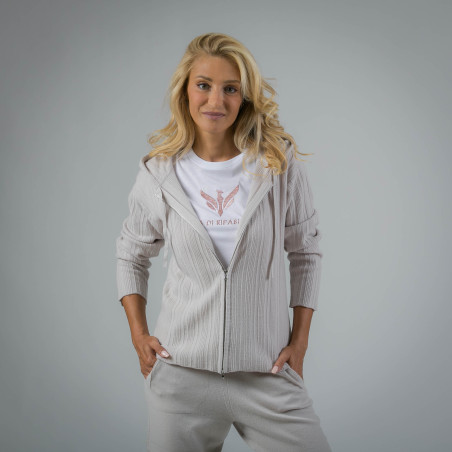 Pure Cashmere Ribbed Sports Suit