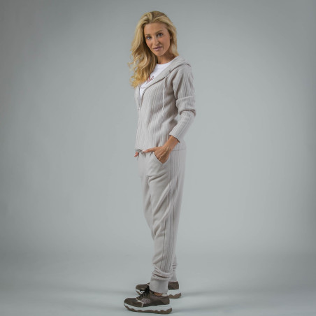 Pure Cashmere Ribbed Sports Suit