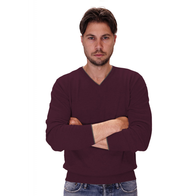 Two-tone V-neck cashmere sweater Tg 50 Two-tone V-neck Cashmere Knitwear